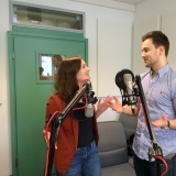 Lena Kaeding und Philip Weil vom Debate Club München sind schon in Diskussionsstimmung